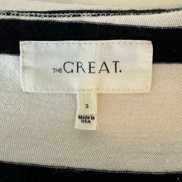 The GREAT. Striped V-Neck T-Shirt Women’s Size Large Cotton Casual Everyday - Picture 6 of 11